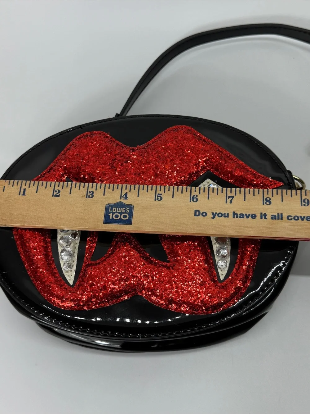 Betsey Johnson Glampire Vampire Crossbody Bag Fang Lips Faux Patent Leather - Picture 13 of 15